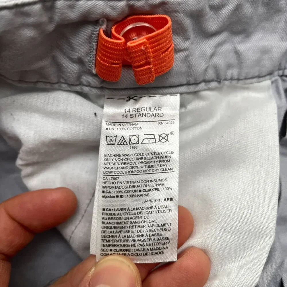 Old Navy Chino Shorts Boys Kids 14 Gray Flat Front Cotton Pockets Casual Outdoor